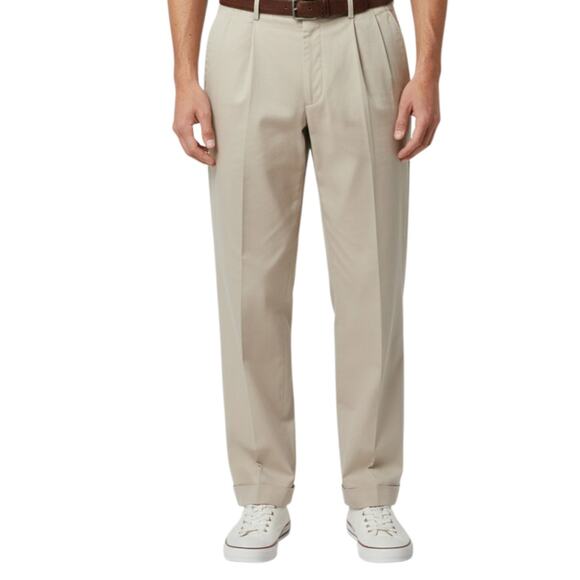 Walter Hagen Other - Walter Hagen Men 34x28 Beige Khaki Flat Front Cuffed Dress Pants Trousers Career